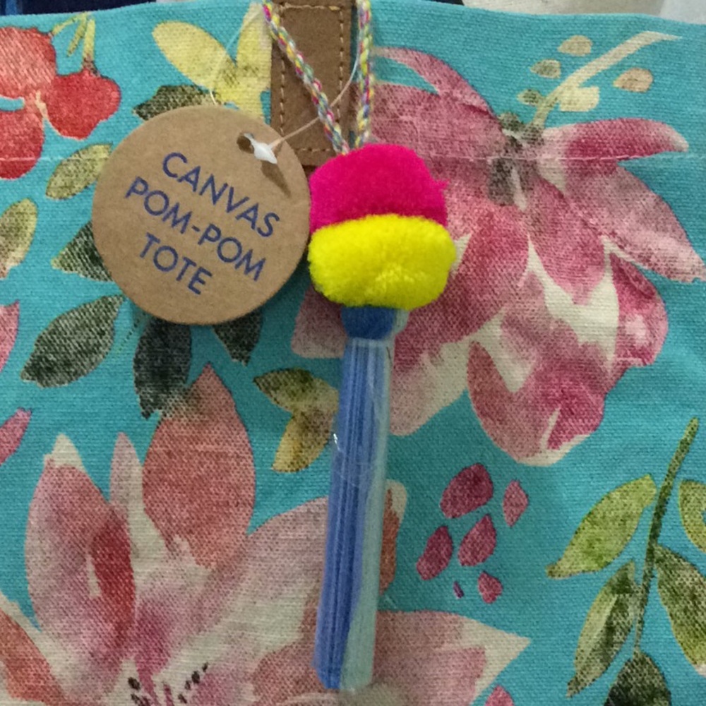 Eccolo Reusable Waterlily Canvas Pom Pom Bag - Picture 2 of 8